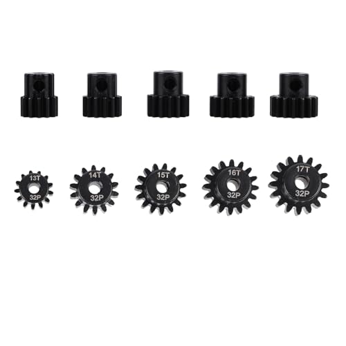 5Pcs Metal Steel 32P Pinion Gear Sets 13T 14T 15T 16T 17T with Hex Key for 1/10 Crawler Truck Traxxas Arrma HSP HPI AXIAL Tamiya LOSI RC Car Upgraded Parts (13T 14T 15T 16T 17T) - style: 13T 14T 15T 16T 17T