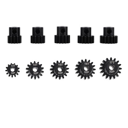 5Pcs Metal Steel 32P Pinion Gear Sets 13T 14T 15T 16T 17T with Hex Key for 1/10 Crawler Truck Traxxas Arrma HSP HPI AXIAL Tamiya LOSI RC Car Upgraded Parts (13T 14T 15T 16T 17T) - style: 13T 14T 15T 16T 17T