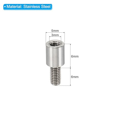 PATIKIL 24pcs M3 Standoffs, M3 6+6mm Spacer Standoffs Steel Threaded Standoffs Screws Kit 3mm ID 5mm OD Metric Male Female Thread Adapters for Circuit Board PCB RC Drones Motherboard - size: 6+6mm L