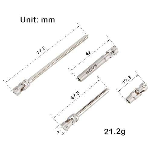 MEUS RACING SCX24 Driveshaft Cut to Length Driveshaft for 1/24 Axial SCX24 RC Crawler Car (Silver) - color: Silver