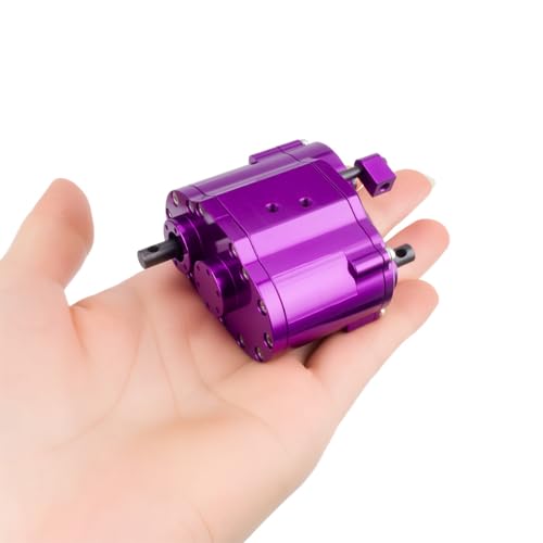 Dual Speed Transfer Case Gearbox Transmission Box for Axial SCX10 RC4WD D90 1/10 RC Crawler Car Upgrade Parts (Purple) - color: Purple