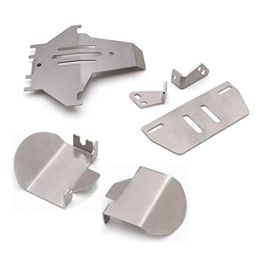 LCX Racing 1/10th RC Crawler Car Stainless Steel Chassis Armor Set, Skid Plate Protection & Axle Guard & Servo Protector for TRX4 TRX-4, Upgrades Parts Accessories