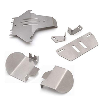 LCX Racing 1/10th RC Crawler Car Stainless Steel Chassis Armor Set, Skid Plate Protection & Axle Guard & Servo Protector for TRX4 TRX-4, Upgrades Parts Accessories