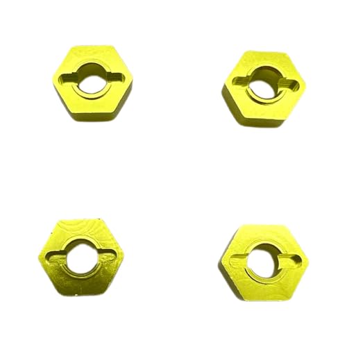 Aluminum 12mm Hex Hubs Wheel Adapters & M4 Flanged Lock Nuts,5mm Thick,for HPI HSP Redcat Tamiya Traxxas Axial RC4WD D90 1/10 RC Car (Golden)