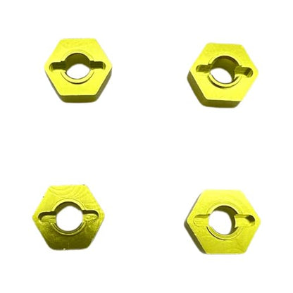 Aluminum 12mm Hex Hubs Wheel Adapters & M4 Flanged Lock Nuts,5mm Thick,for HPI HSP Redcat Tamiya Traxxas Axial RC4WD D90 1/10 RC Car (Golden)