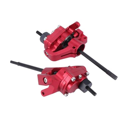 1/10 RC Crawler Aluminum Portal Front and Rear Axle Set for Axial SCX10 II 90046 90047 AR44 – CNC Alloy Axles with Steering Link Upgrade Parts for SCX10 Trucks (Red Set) - color: Red Set