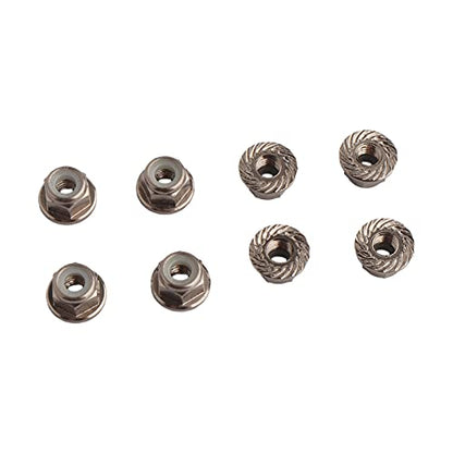 8PCS Flange M4 Lock Nuts Serrated Nylon Self-Tightening Aluminum M4 Wheel Hardware for Axial HPI TLR ECX Model RC Car Vehicles Upgraded Replacement Parts (Titanium) - color: Titanium