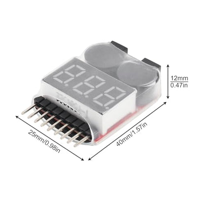 4Pcs 2 in 1 LiPo Battery Voltage Tester RC Low Voltage Buzzer Alarm for 1-8S Li-Po/Li-ion/Li-Mn/Li-Fe