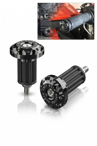 2 PCS Motorcycle Bar End Plug, Aluminum Alloy 7/8'' Handlebar Grip End Caps, Moto Grips Ends Replacement for Electric Car Scooters, Off-Road Motorcycles (Black) - color: Black