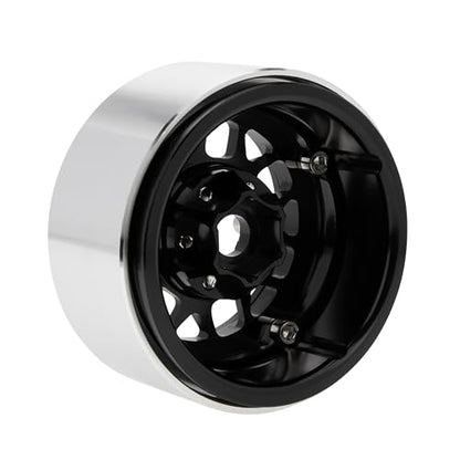 MEUS RACING 1.9 Beadlock Wheels Rims Deep-Dish Wheel for Axial SCX10 Traxxas TRX4 Vanquish VS4-10 Redcat Gen8 1/10 RC Crawler Upgrades (Style B, Black) - color: Style B, Black