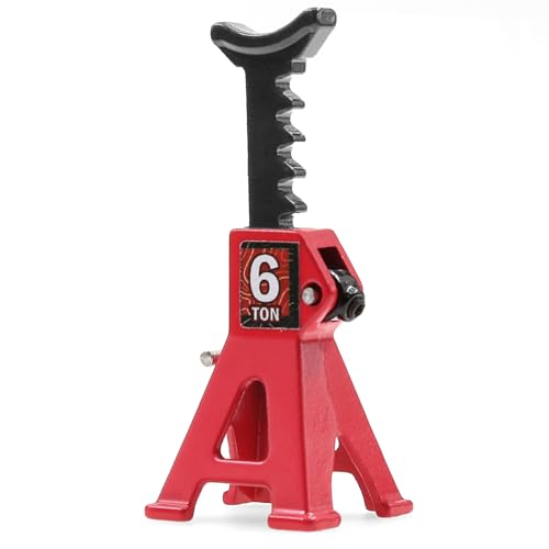 4pcs 1/24 RC Scale Metal Mini Toy Jack Stands for Simulation Compatible with 1/18 and 1/24 RC Crawler Cars SCX24, AX24, TRX4M, FCX24 (Red) - color: Red