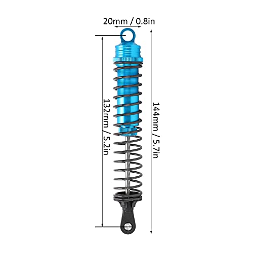Drfeify 2PCS 144mm Oil Filled Shock Absorbers for 1/8 RC Car, Aluminum Alloy Adjustable Damper Set Fit for HSP, HPI, Axial SCX10 RC Crawler and Off Road Truck (Blue) - color: Blue
