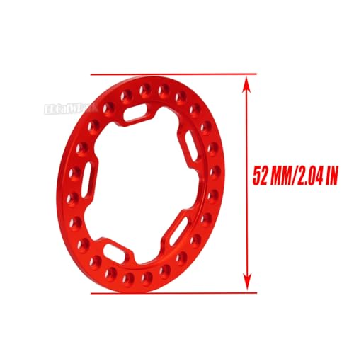 Metal 1.9 Beadlock Wheels Replacement Ring for 1/10 TRX4 SCX10 90046 90047 Crawler RC Car,4Pcs RC 1.9 Beadlock Wheels Replacement Ring,Red - color: Red - (Beadlock Ring)