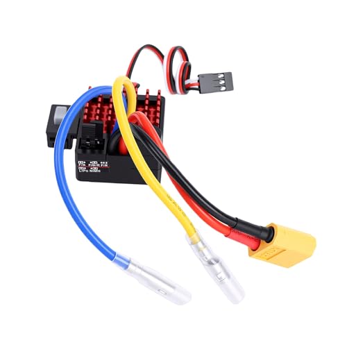 Drfeify RC Car Brushed ESC, Remote Control 60A Brushed ESC, Waterproofing Electronic Speed Controller for 1/10 Scale RC Crawler Car
