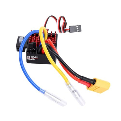 Drfeify RC Car Brushed ESC, Remote Control 60A Brushed ESC, Waterproofing Electronic Speed Controller for 1/10 Scale RC Crawler Car