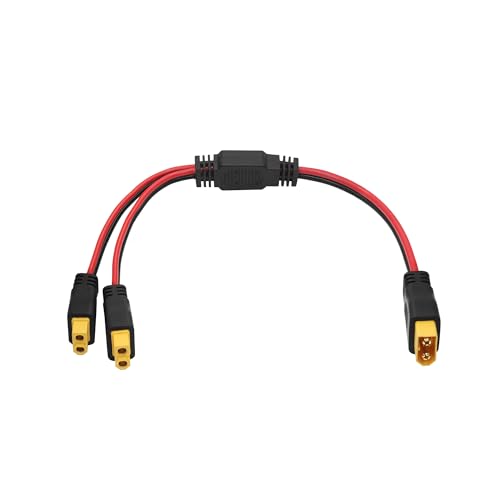 XT60 Parallel Battery Connector Cable, 12AWG XT60 Y Splitter Adapter Cable | XT60 RC Lithium Paralle Power Cord 1FT, 1 Male to 2 Female Y Splitter Adapter Cable, Plug and Play, for RC Multicopter - style: XT60 Splitter Cable 1 Male to 2 Female
