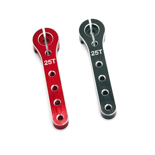 2pcs Aluminum 25T Servo Horn 56mm M2.5 Thread Metal 25 Teeth Extension Steering Servo Arm Compatible with 30-100CC Balsa Airplanes RC Plane Helicopter Car (Black) - color: Black
