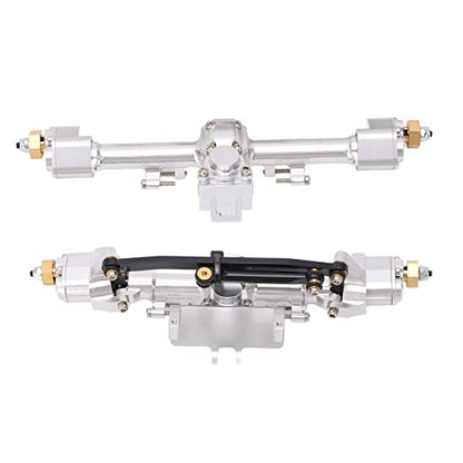 RC Car Portal Axle, CNC Aluminum Alloy Gear Assembly for Axial SCX24 1/24 Upgrade, Metal Front Rear Axle Set for Off Road Crawlers - color: Silver