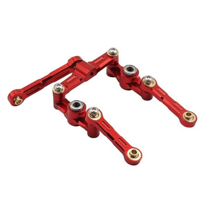 RC Crawlers Components For Tamiya For TT02 TT-02D 1/10 Aluminum Ball Bearing Crank Steering Assembly Link Set Replacement RC Car Accessories Drift Parts(Red) - color: Red