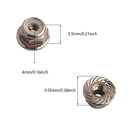 8PCS Flange M4 Lock Nuts Serrated Nylon Self-Tightening Aluminum M4 Wheel Hardware for Axial HPI TLR ECX Model RC Car Vehicles Upgraded Replacement Parts (Titanium) - color: Titanium