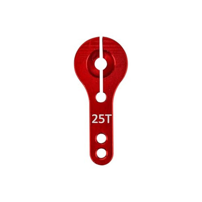 25T Metal Servo Arm Adjustable Split-Clamp Hard Aluminum Servo Horn Compatible with Standard Servos for RC Buggy/Car/Truck/Truggy (Pack of 4pcs, Red)