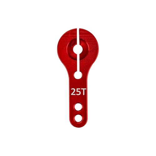 25T Metal Servo Arm Adjustable Split-Clamp Hard Aluminum Servo Horn Compatible with Standard Servos for RC Buggy/Car/Truck/Truggy (Pack of 4pcs, Red)