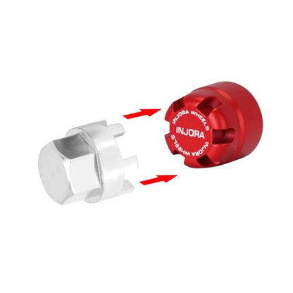 INJORA M2.5 Wheel Lock Nuts with Aluminum Cap for 1/18 RC Crawlers Upgrade(Red) - color: Red