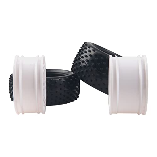 16-Spoke OD 86mm/3.38'' 16-Spoke 12mm Hex Hub Wheel Rims & Rubber Tires Compatible with Redcat Tornado HPI HSP Kyosho Losi 1/10 Scale Off Road Buggy (White) - color: White
