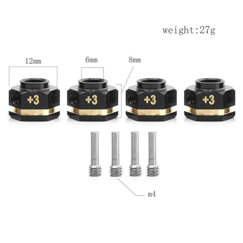 12MM RC Brass Hex Extension Adaptor Compatible for Traxxas TRX4 TRX6 Upgrades Parts Counterweight 3mm Extended Wheel Hex Hubs Extenders Spacer - color: 3mm