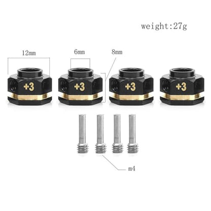 12MM RC Brass Hex Extension Adaptor Compatible for Traxxas TRX4 TRX6 Upgrades Parts Counterweight 3mm Extended Wheel Hex Hubs Extenders Spacer - color: 3mm