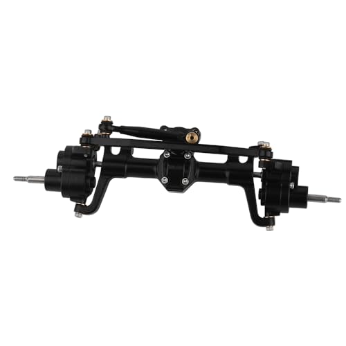 Aluminum Front & Rear Portal Axle Complete for SCX24 1/24 RC Crawler Car Upgrades (Black) - color: Black