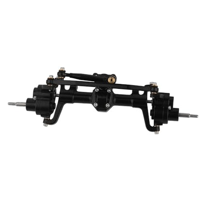 Aluminum Front & Rear Portal Axle Complete for SCX24 1/24 RC Crawler Car Upgrades (Black) - color: Black