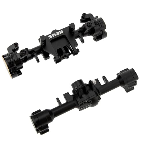 MEUS RACING Ascent 18 Axle Housing with Diff Covers and Steering Knuckles for for Redcat Ascent-18 Apex Upgrades 1/18 RC Crawler (Black) - color: Black