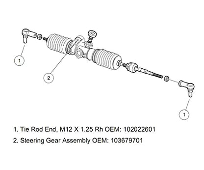 10L0L Ball Joint Tie Rod End Kit for Club Car Precedent 2004+ / Tempo 2018+ | Golf Cart OEM 102022601 102288301; 2 tie rod ends M12x1.25 RH; incl nylock nuts; easy install