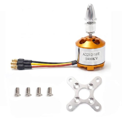 A2212 1400KV Brushless Motor 10T for RC Aircraft/Multicopter(1PC) | 1400KV high-speed output, 10T winding for strong thrust, pre-soldered 3.5mm plugs, 12A/60s capacity, 2-3S Lipo,