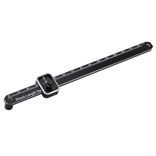 Shock Length Gauge Suspension Measurement Tool with Adjustable Metal Construction for 1:8 Scale Off-Road RC Cars, Precise Inch/Millimeter Markings, Black