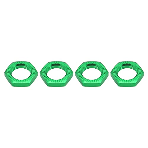 Aluminum 17mm Wheel Nut Thread 1.0mm for 1/7 1/8 RC Model Car ARRMA 6s HSP Redcat Himoto Monster Trucks Off Road Buggy Upgraded Parts 16 pcs/Set (Green) - color: Green