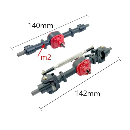harayaa Vehicle Axle Assembly RC Car Axle Kit Front Rear Axle Set Internal Gears Drive Shafts Metal Steel CNC Machined Suitable for Crawler Stability Traction on steep Terrain, Black Red - color: Black Red