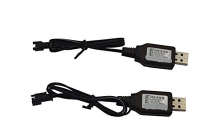 Blomiky 2 Pack 7.2V Ni-CD Charger Cable with SM-2P Connector Plug Replacement for 7.2V Ni-Cd Ni-Mh Battery Previous Old Version Huina 1550 15 Channel RC Excavator RC Cars Toy SM 2P USB 7.2V 2