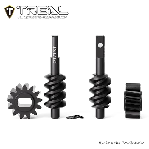 TREAL SCX30 Overdrive Worm Gears (23% OD) – Hardened Steel 2T & 13T Axle Gear Set for SCX30 RC Crawler (2 Pieces) - size: 2T/13T