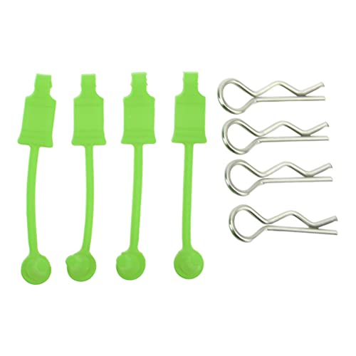 4 Set Car Clip Retainer Rc Car Body Shell Clip Retainers Steel Rubber Clips W Pull Tabs R Pins Universal Shell Replacement Parts for Remote Control Car Upgrade Part (Green) - color: Green