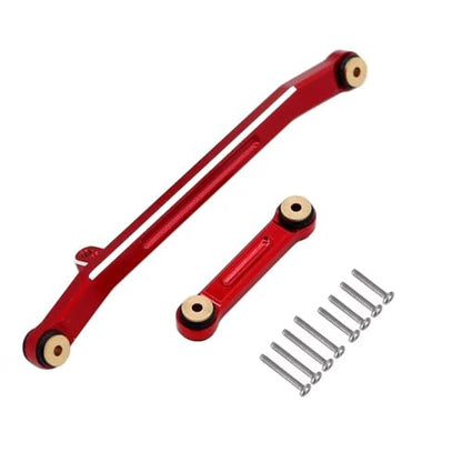 RC Servo Mount Bracket RC Servo Arm and Steering Links RC Aluminum Steering Linkage Steering Link for ES08MA II for Axial SCX24 RC Car Crawler Boat Model Upgrade Parts (Red)