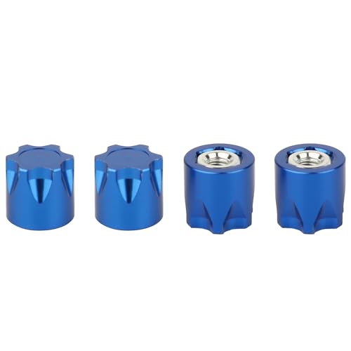 4PCS Aluminium Wheel Rim Center Cap M4 Nuts with Tool for 1/10 RC Crawler Axial SCX10 90046 TRX4 TRX6 Tamiya Recat RC Crawler Upgrades，Star Shape (Blue) - color: Blue