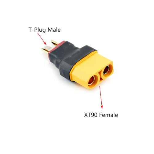 4pcs T Plug Male Connector to XT90 Female Connector Adapter for RC Lipo NiMH Battery Charger - size: XT90 Female to T-Plug Male