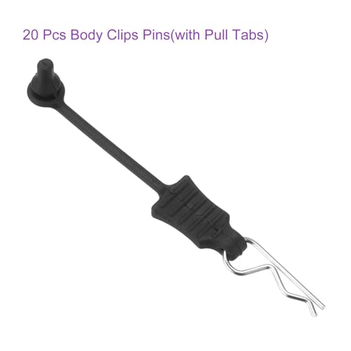 DMiotech 20Pcs Body Clips Pins with Pull Tabs, Silvery Universal RC Cars Parts Shell Replacement Parts for 1/16 1/18 Scale RC Car