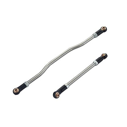 1/10 Steering Links 2Pcs Metal Adjustable Steering Linkage Servo Link Pull Rod for 1/10 RC Crawler Axial Capra 1.9 Unlimited Trail Buggy RTR Upgrades Accessories (1/10 Capra Steering Links Black)