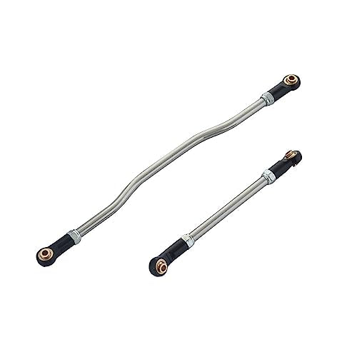 1/10 Steering Links 2Pcs Metal Adjustable Steering Linkage Servo Link Pull Rod for 1/10 RC Crawler Axial Capra 1.9 Unlimited Trail Buggy RTR Upgrades Accessories (1/10 Capra Steering Links Black)