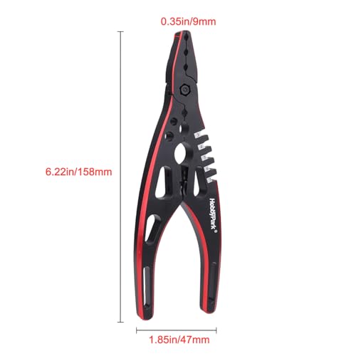 HobbyPark Multi-Function RC Shock Pliers Tool RC Shock Shaft & Tie Rod Clamp, Ball Link Remover for 1/8 1/10 RC Car Truck Crawler Buggy Drift (Black & Red) - color: Black & Red