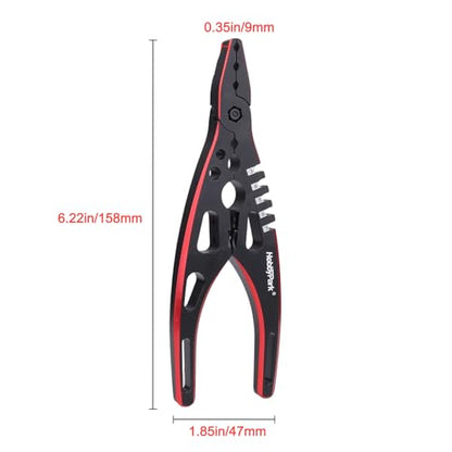 HobbyPark Multi-Function RC Shock Pliers Tool RC Shock Shaft & Tie Rod Clamp, Ball Link Remover for 1/8 1/10 RC Car Truck Crawler Buggy Drift (Black & Red) - color: Black & Red