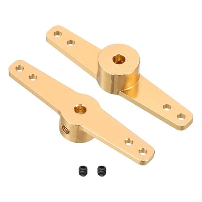 MECCANIXITY Steering Servo Arm, Double Aluminum Steering Arm Servo Horn 3.1mm for RC Model Car Robot Boat Airplane Pack of 2 (Gold)